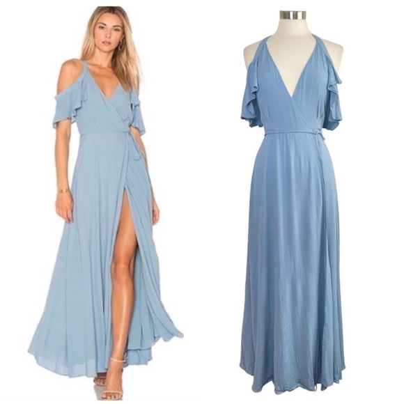 PRIVACY PLEASE Acme Blue Wrap Maxi Dress size S - Picture 1 of 11